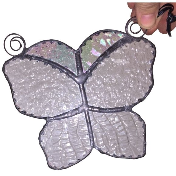 Pretty Clear Textured Glass Stained Glass Butterfly Suncatcher Window Decor - 3 - Picture 7 of 8